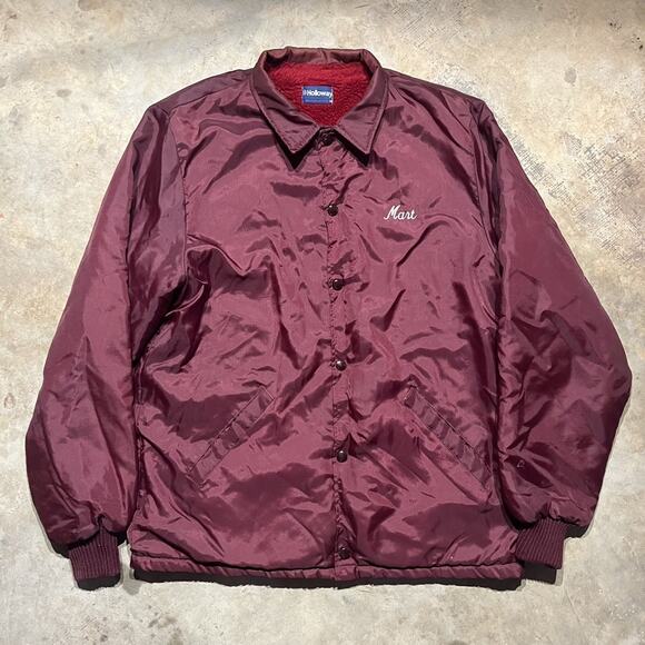 Vintage 70s 80s Holloway Red Chainstitched Bomber Jacket - Picture 1 of 4